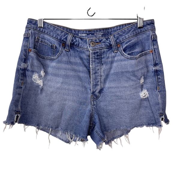 Old Navy Pants - OLD NAVY High Rise OG Straight Denim Shorts Size 14 Cutoffs Distressed Casual